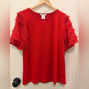 Ella Bleu Red Fringe Tee
